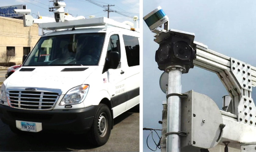 Trucks collecting pavement data