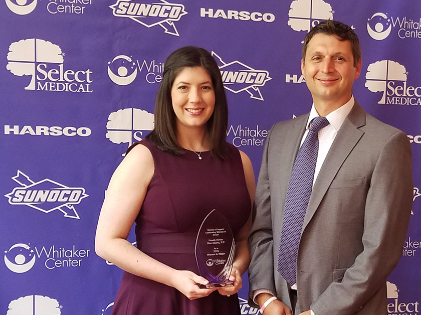 Staci Hartz with Justin Mendinsky at the Women in STEM Awards Luncheon