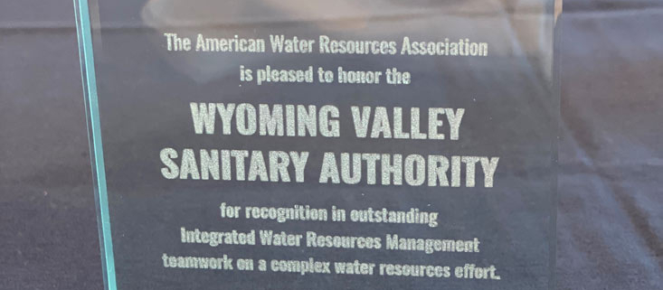 American Water Resources Association Integrated Water Resources Management Award given to Wyoming Valley Sanitary Authority in November 2022