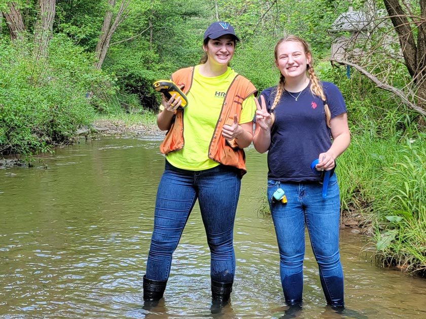 HRG interns assessing water quality in the field