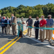 Local officials cut the ribbon to open Orrs Bridge