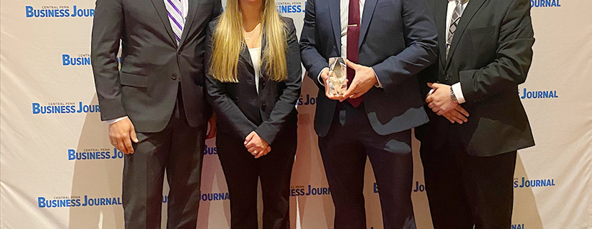 Shawn Fabian with Silver Spring Township's Jennifer Groller, Carl Machamer, and Scott Maldonado at the Central Penn Business Journal Top Projects Award ceremony