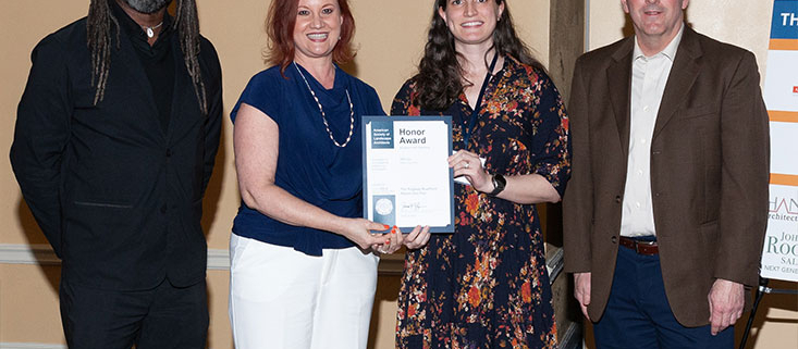 Tracy Strickland and Jennie Ryan-Gisewhite accept the Honor Award for Analysis & Planning for the Ridgway Riverfront Master Plan