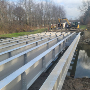 Structural steel bridge beams recently placed for a bridge replacement in Mercer County, PA